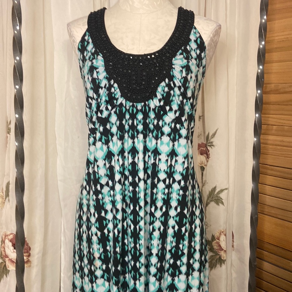 Jaclyn Smith maxi dress 2X black/green/white